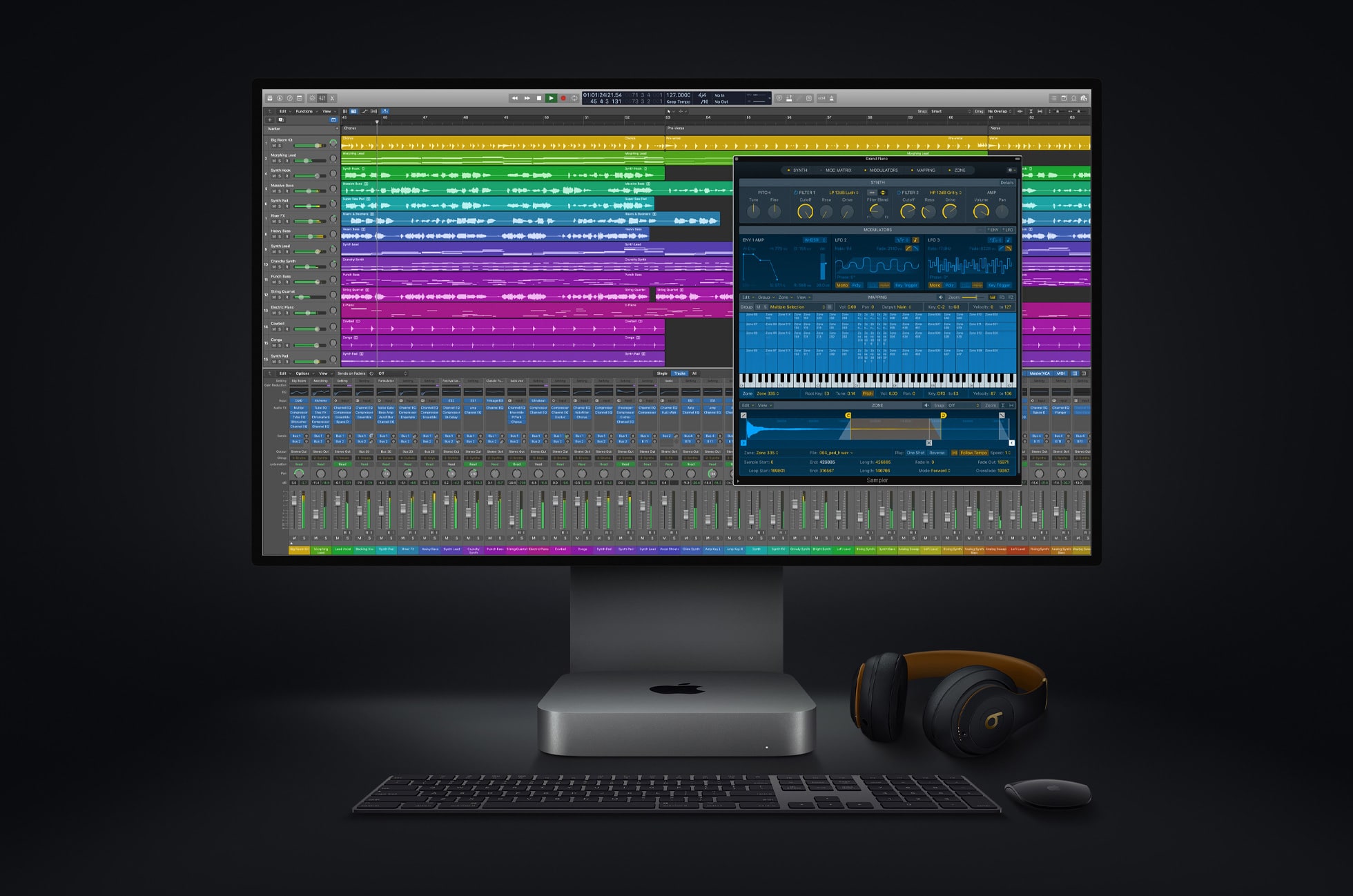 Le logiciel de musique « Logic Pro X » sur l'écran d'un ordinateur